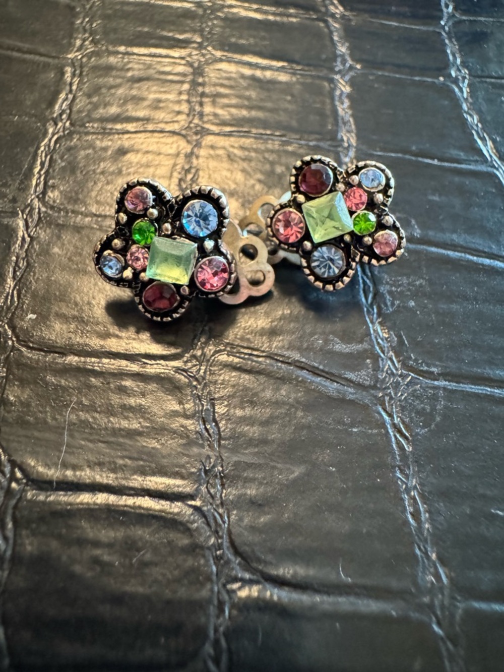 Bundle 3 for $10 Multicolor Crystal Flower Clip-On Earrings